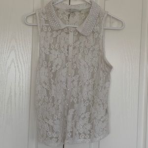Maria Gabrielle Pearl Lace Blouse